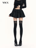 VOCK Puffy 3d Embroidered Asymmetric Women's Polyester Cotton Blend Mini Skirts