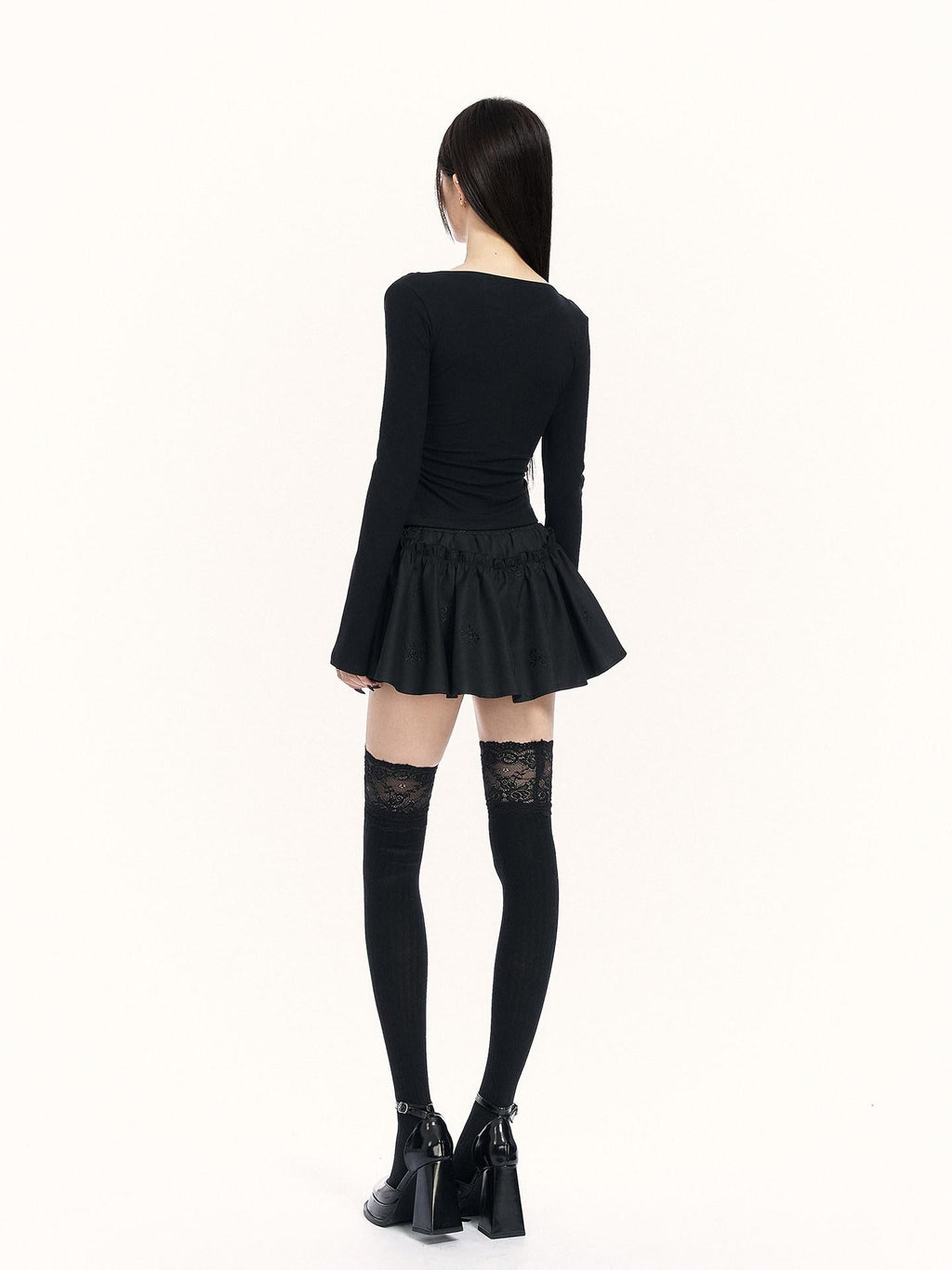 VOCK Puffy 3d Embroidered Asymmetric Women's Polyester Cotton Blend Mini Skirts