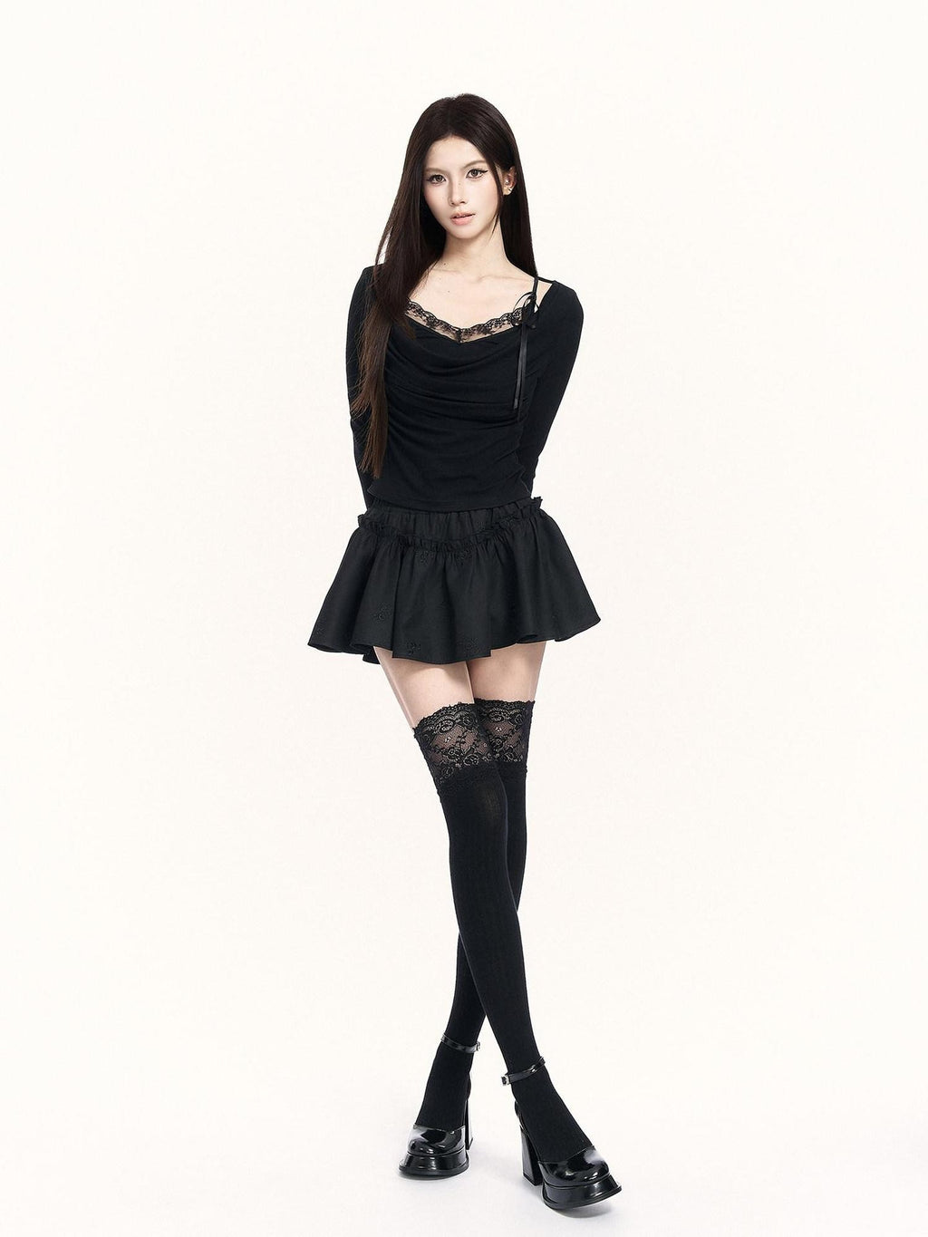 VOCK Puffy 3d Embroidered Asymmetric Women's Polyester Cotton Blend Mini Skirts