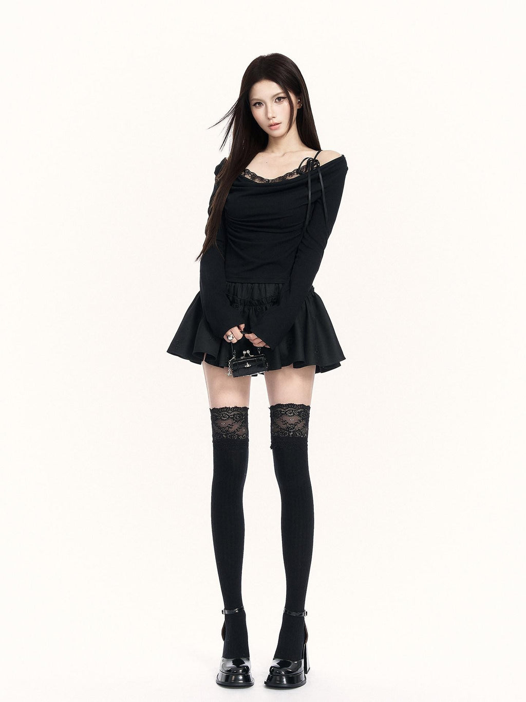 VOCK Puffy 3d Embroidered Asymmetric Women's Polyester Cotton Blend Mini Skirts