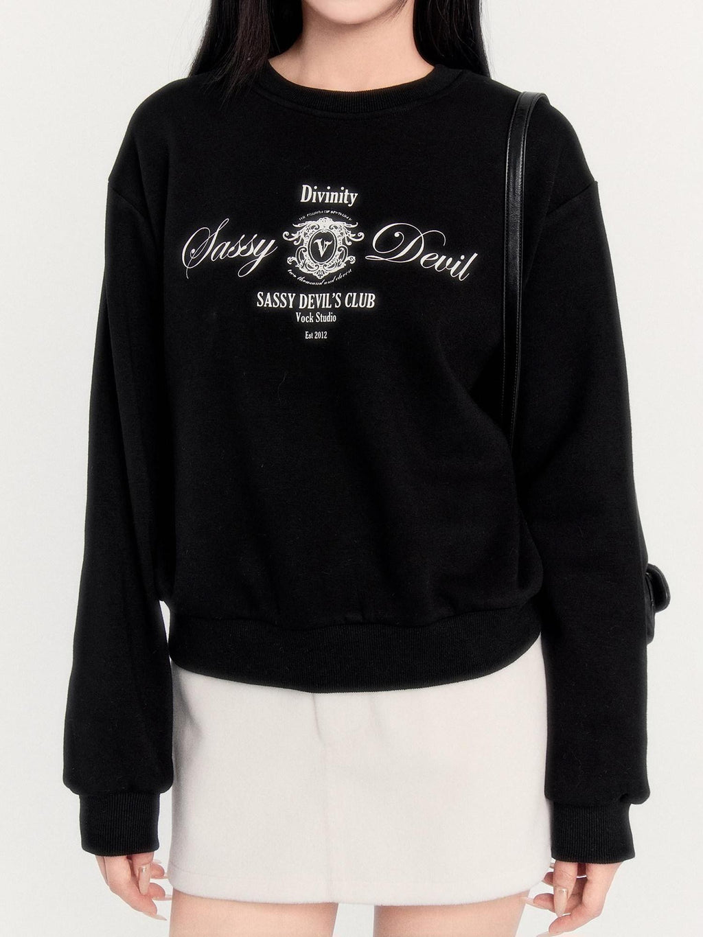 VOCK Retro Collegiate Letter Print Cropped Fleece Women's Polyester Blend Sweatshirts
