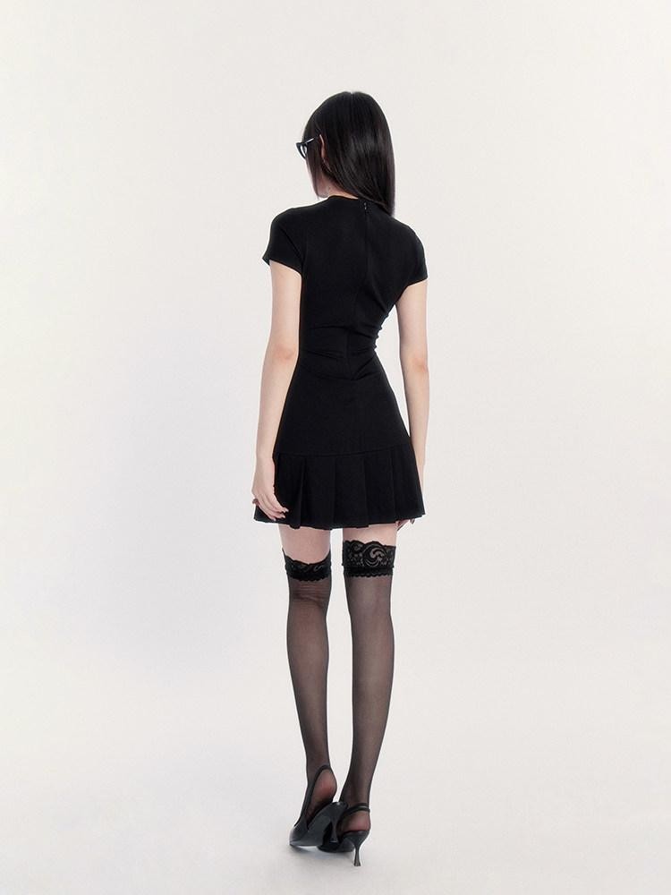 VOCK Rhinestone Letter Print A Line Slim Waist Women's Casual Mini Dresses