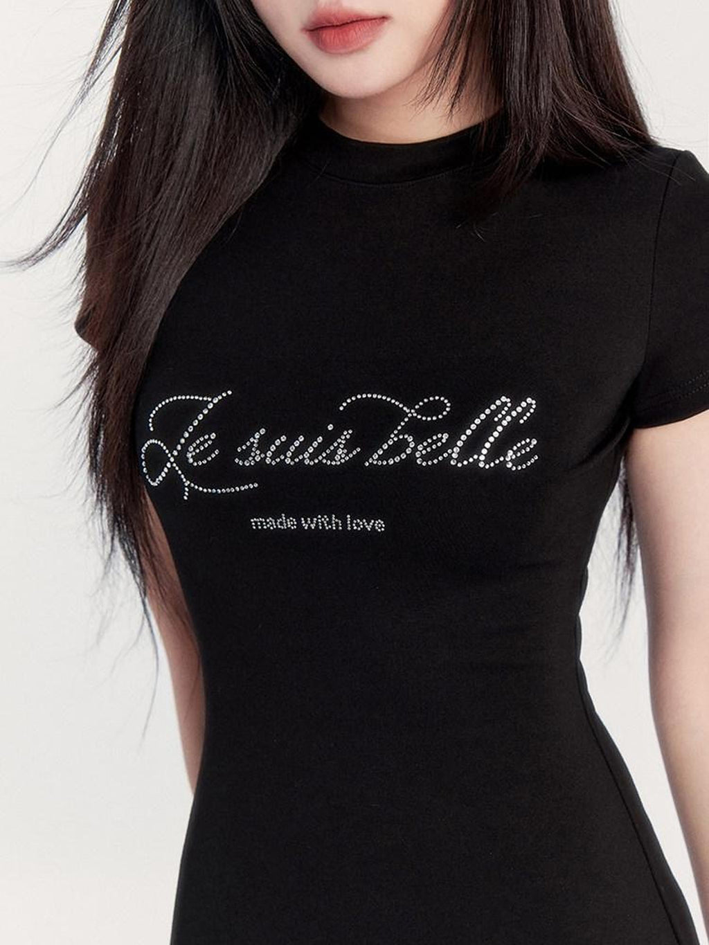 VOCK Rhinestone Letter Print A Line Slim Waist Women's Casual Mini Dresses