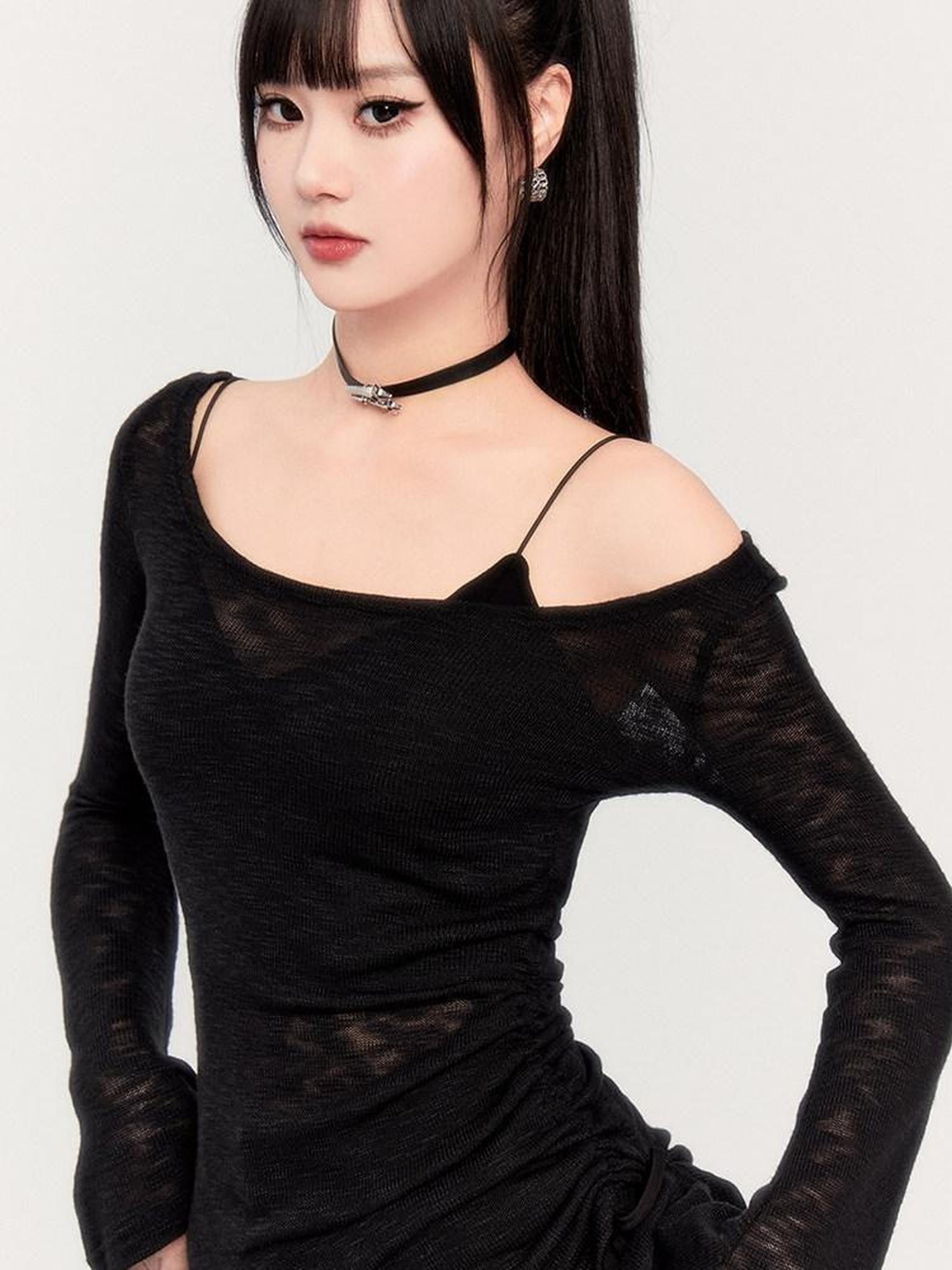 VOCK Solid V-neck Tie Slim Cropped Elastic Knit Women's Cotton Blend Padded Camisoles