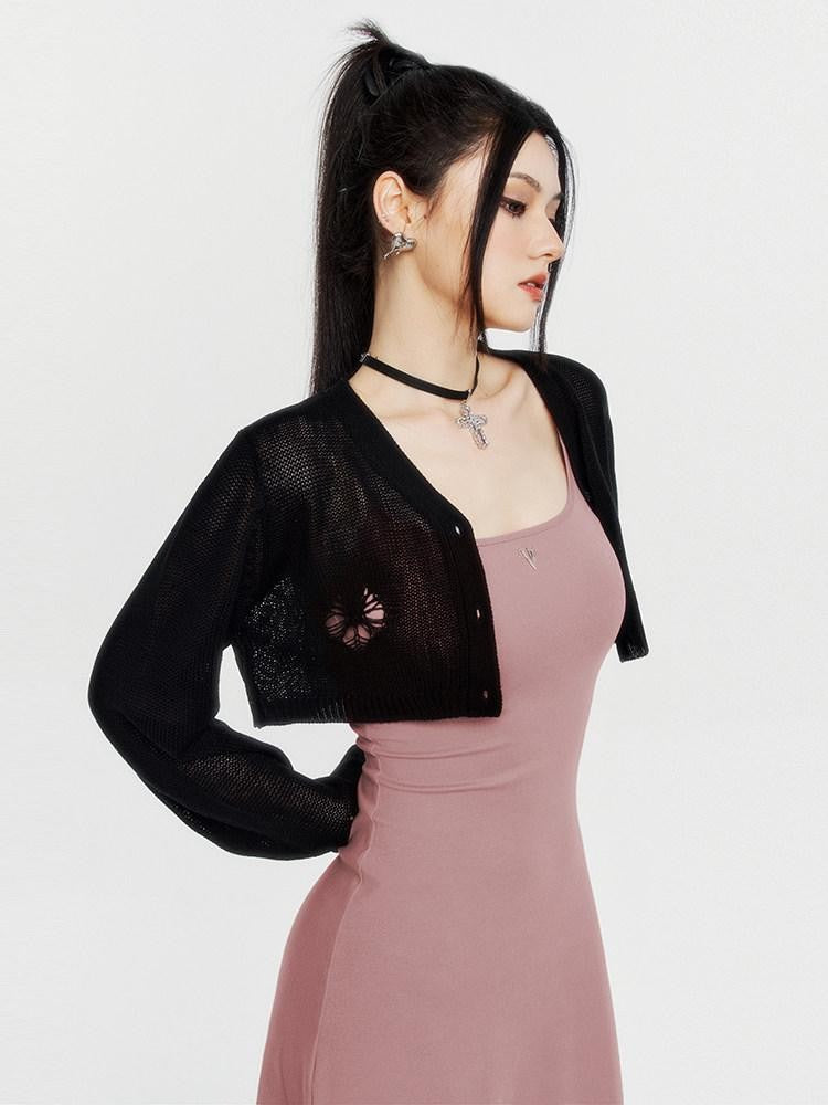 VOCK Spaghetti Strap Knit A Line Slimming Women's Cotton Spandex Slip Maxi Dresses