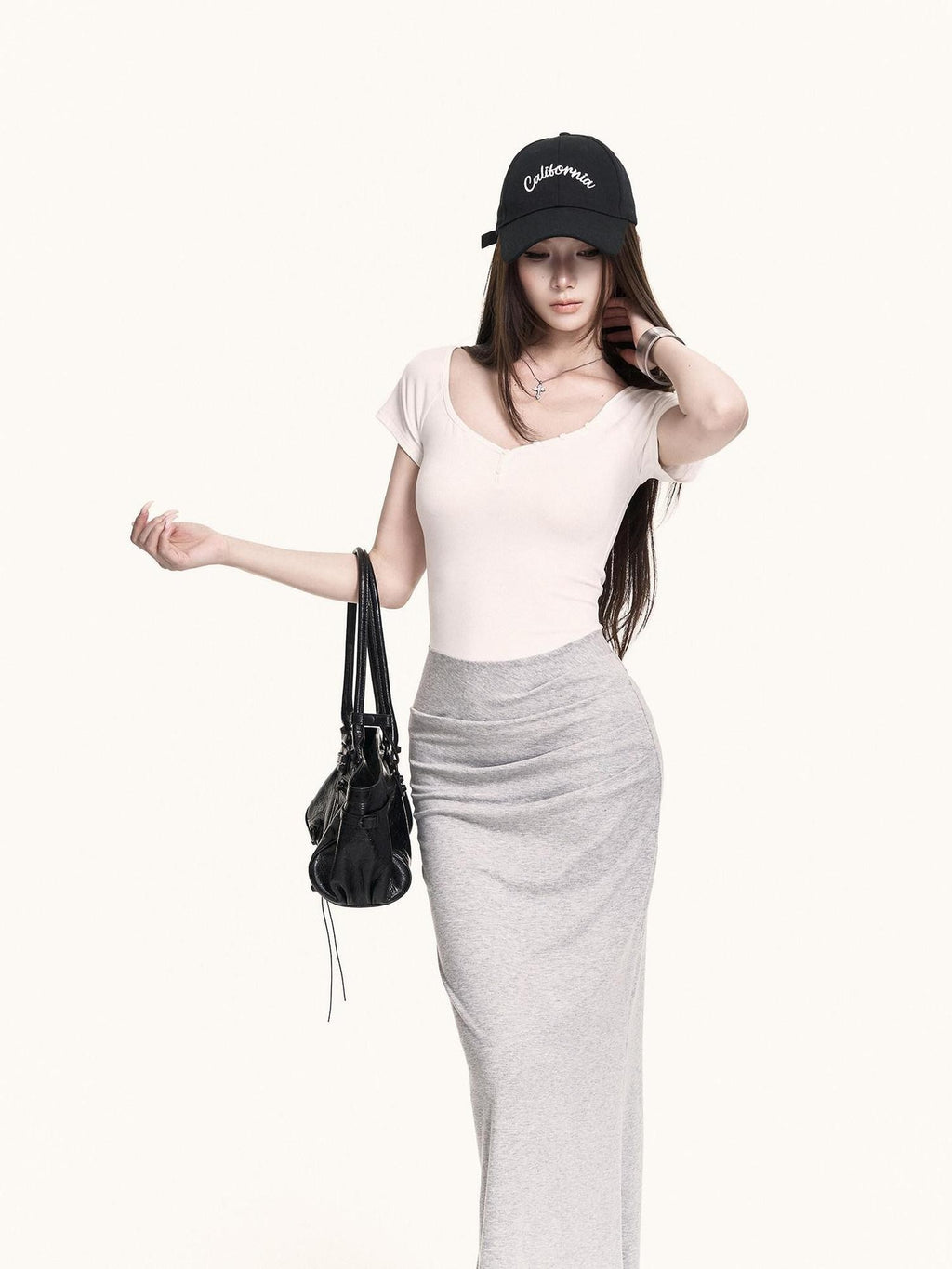 VOCK Spliced Fake Two Piece Mermaid Hem Women's Cotton Stretch Casual Maxi Dresses