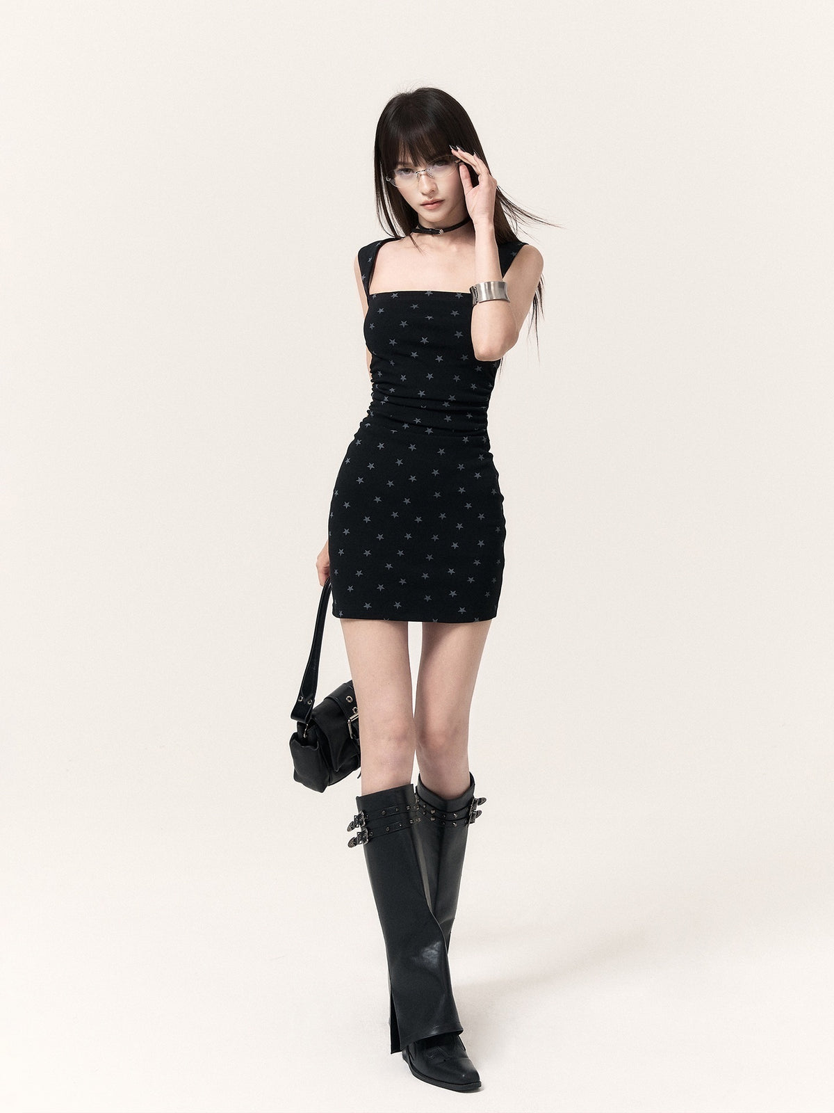 VOCK_Star_Print_Knit_Square_Neck_Bodycon_Women's_Slip_Mini_Dresses_1069507366885_MISSTT