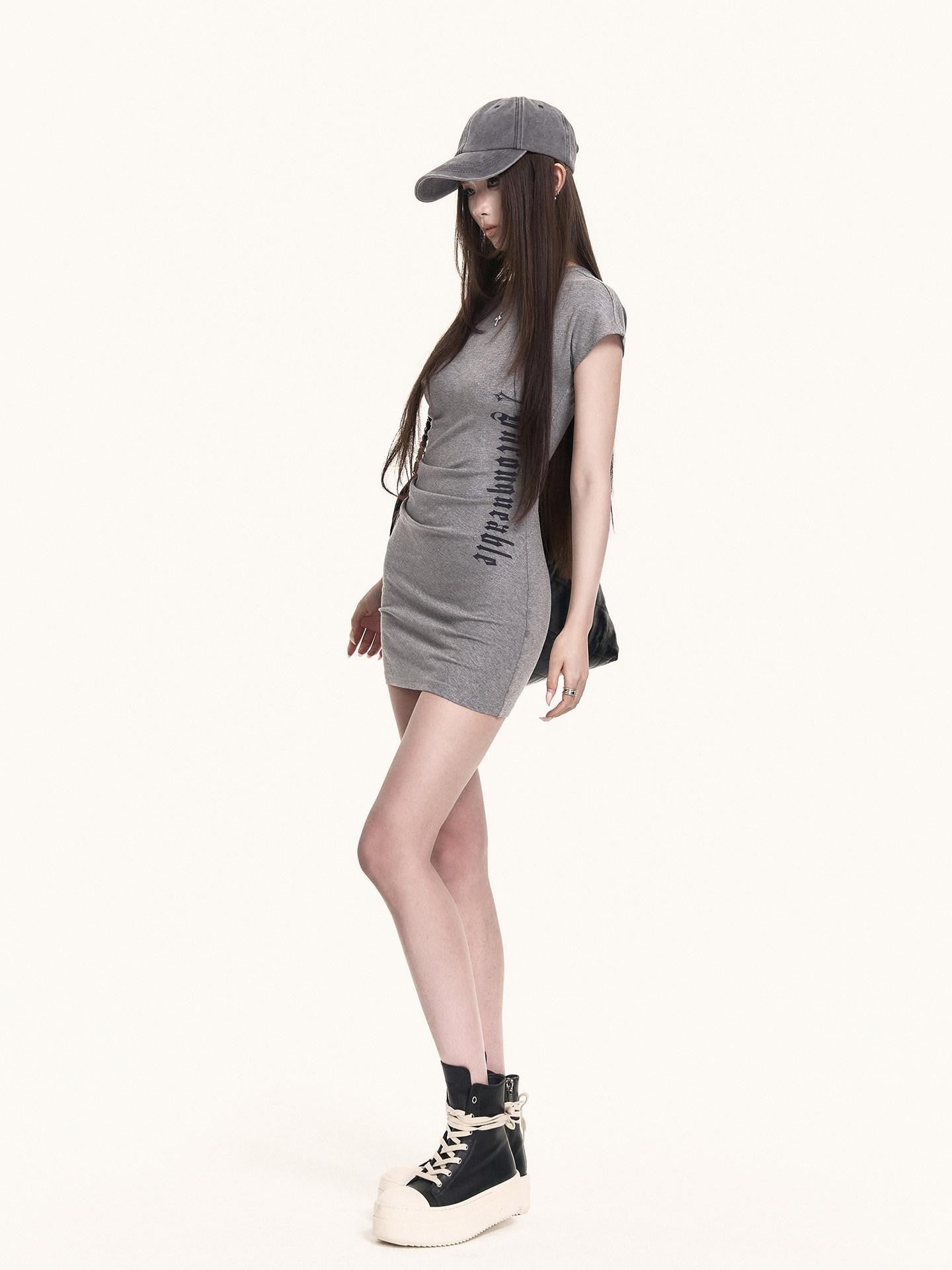 VOCK Street Bodycon Short Sleeve Print Women's Cotton Blend Off-shoulder Mini Dresses