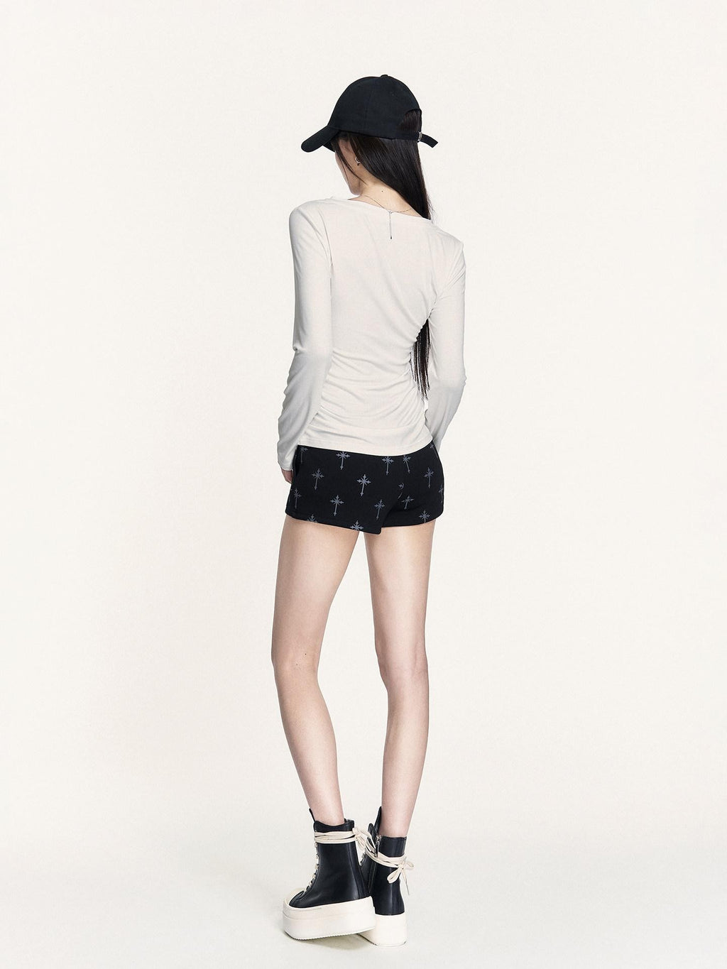 VOCK Street Style V-neck Printed Slim Fit Women's Cotton Blend Long Sleeve T-shirts