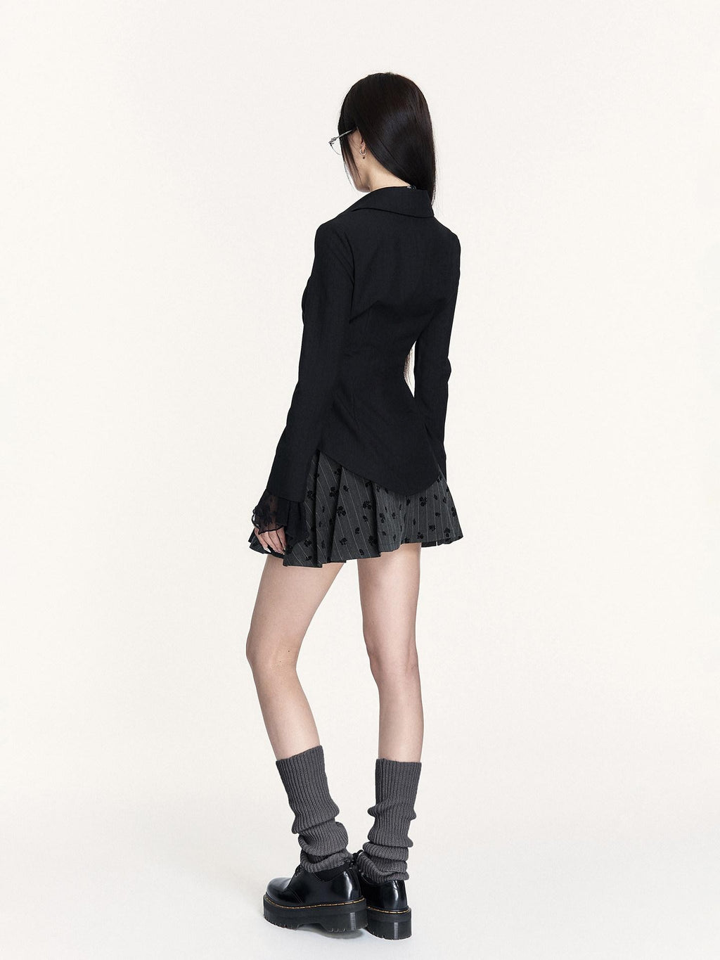 VOCK Striped Herringbone High Waist Pleated Women's Polyester Mini Skirts