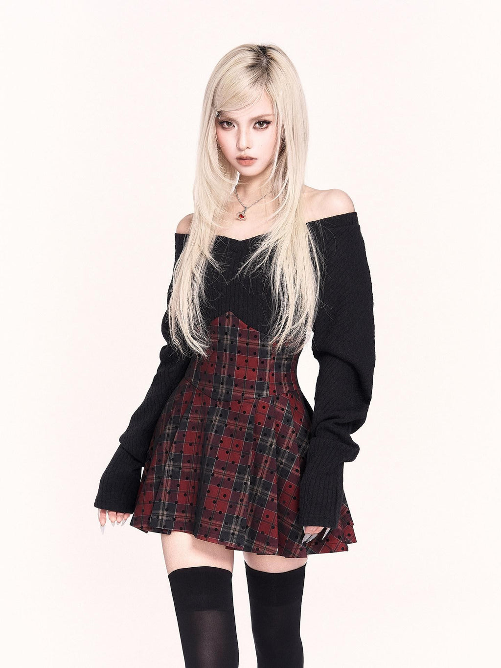 VOCK Striped Herringbone High Waist Pleated Women's Polyester Mini Skirts
