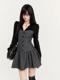VOCK_Striped_Waist_Cinch_Blazer_Shirtdress_Women's_Cotton_Blend_Matching_Skirt_Sets_844999536807_MISSTT