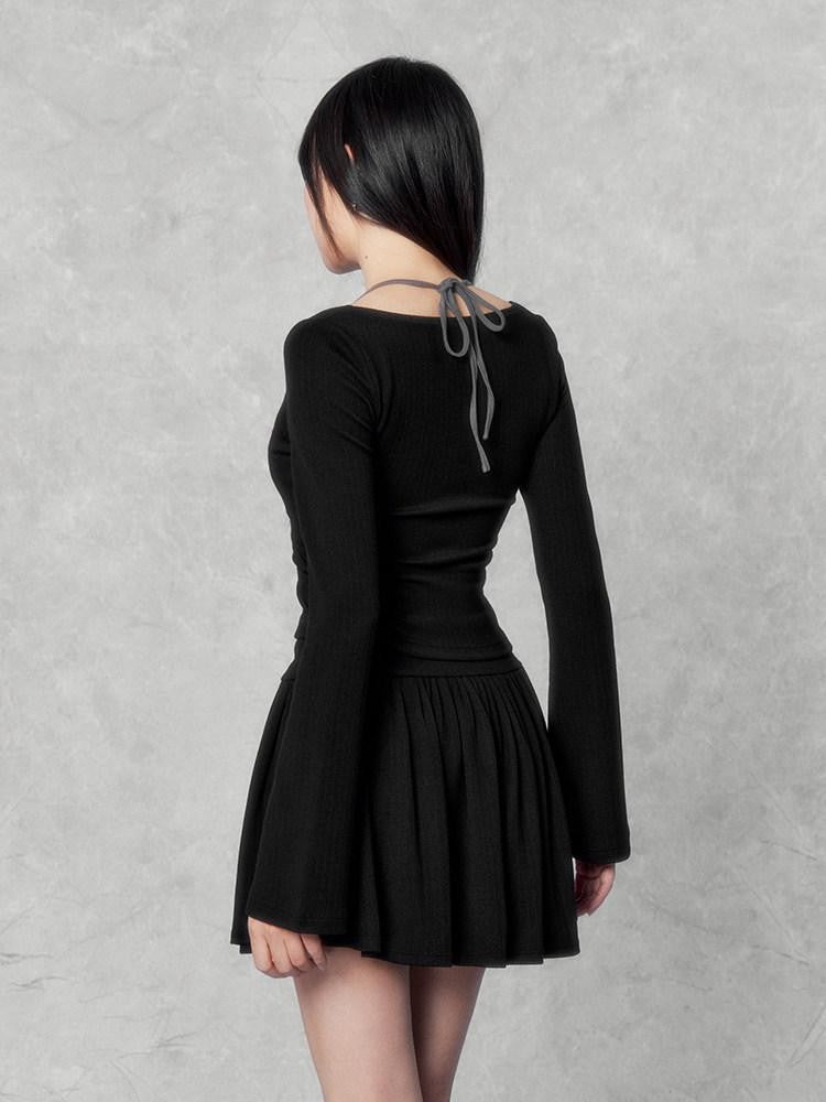 VOCK Sweetheart Swirl Contrast Cardigan Camisole Waist Women's Matching Skirt Sets