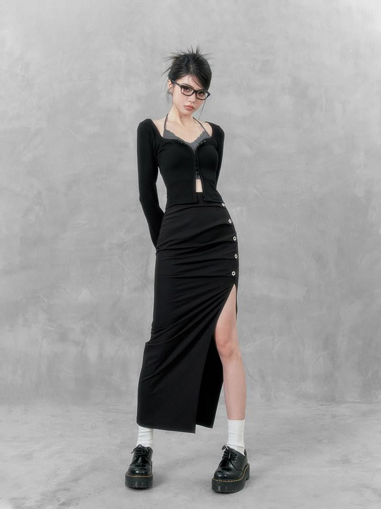 VOCK Sweetheart Swirl Contrast Cardigan Camisole Waist Women's Matching Skirt Sets