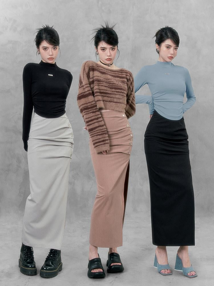 VOCK Sweetheart Swirl Contrast Cardigan Camisole Waist Women's Matching Skirt Sets