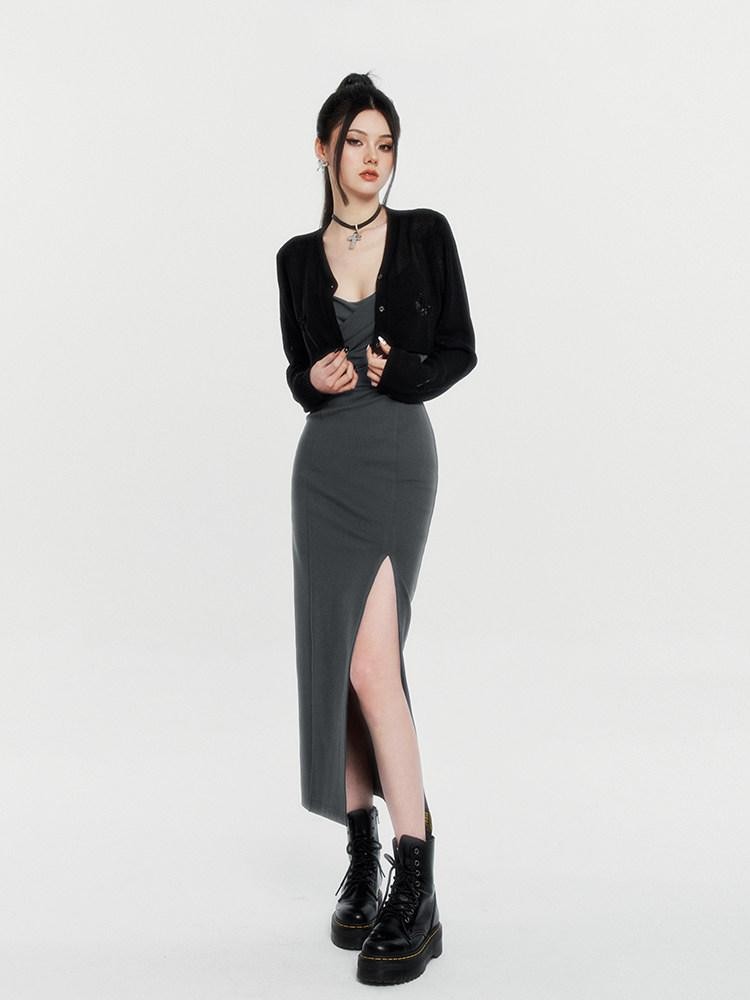 VOCK Textured Heart Cutout V-neck Knit Cropped Women's Acrylic Boleros & Shrugs