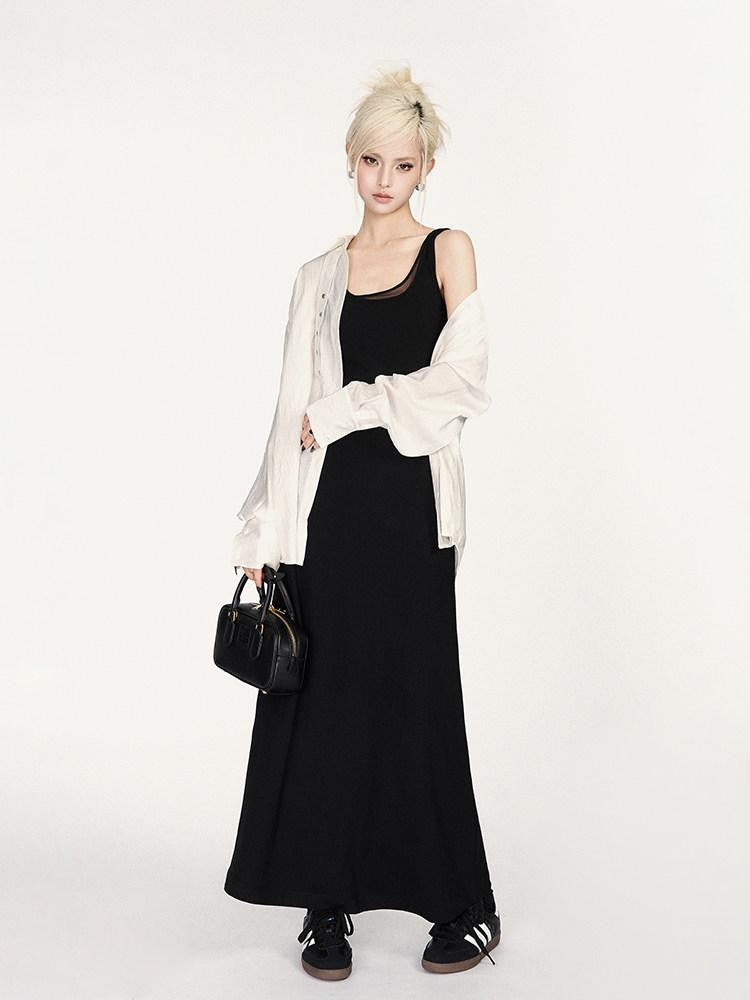 VOCK Textured Ruffled French Loose Buttoned Shirt Collar Women's Matching Skirt Sets