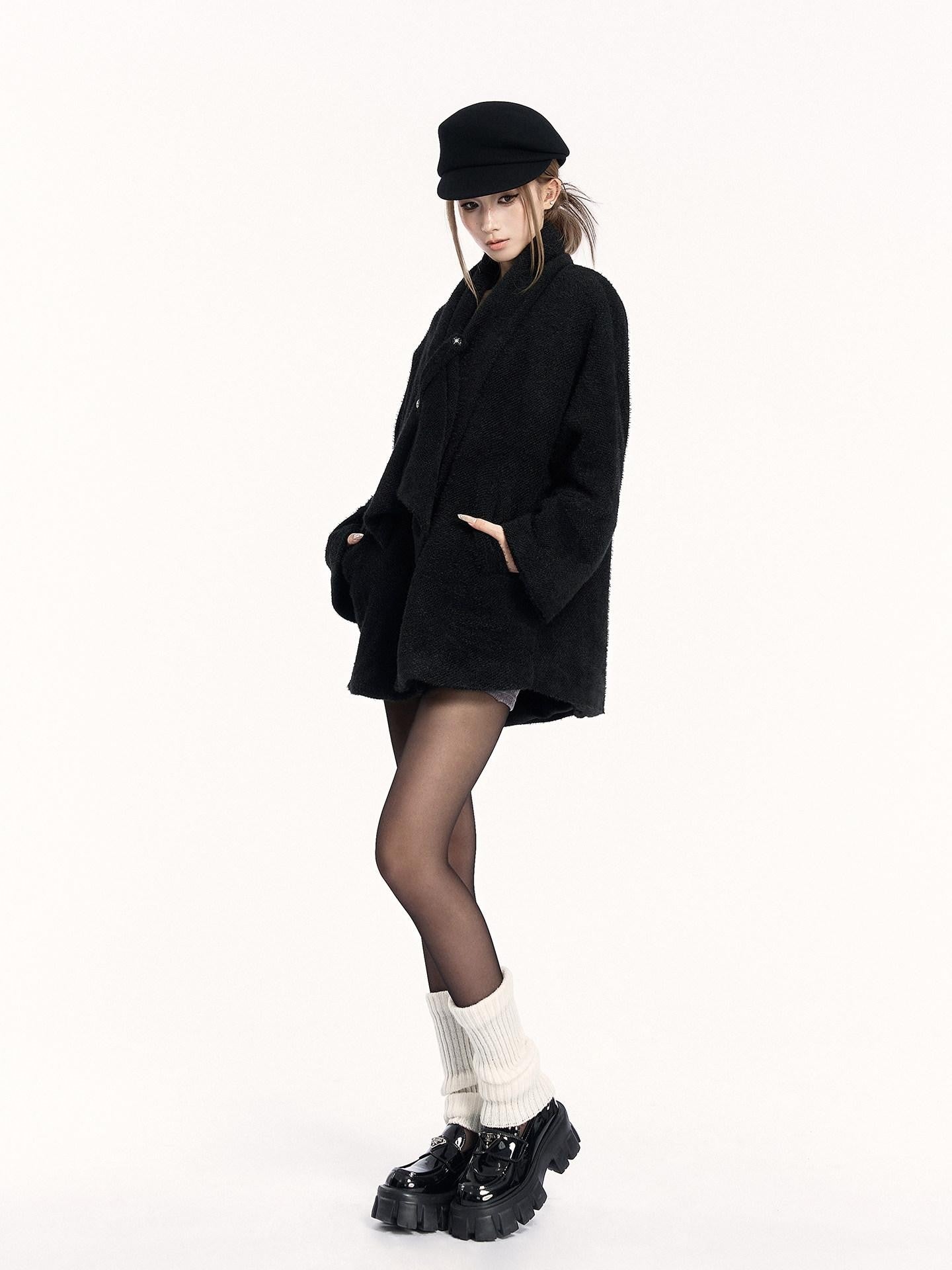 VOCK Vintage Fur Lined Multi Pocket Women's Polyester Short Coats