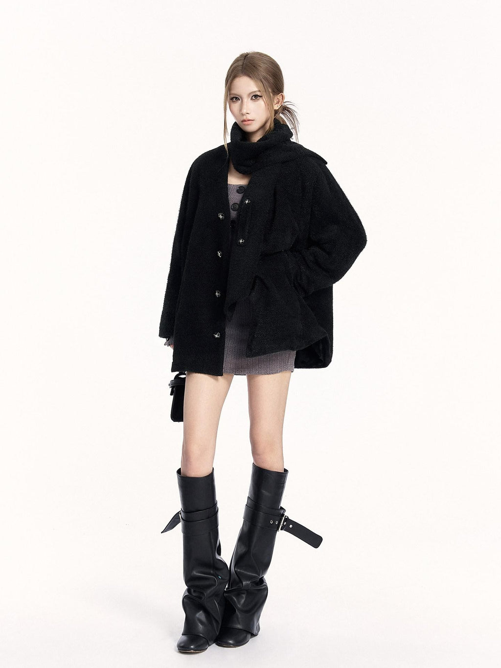VOCK Vintage Fur Lined Multi Pocket Women's Polyester Short Coats