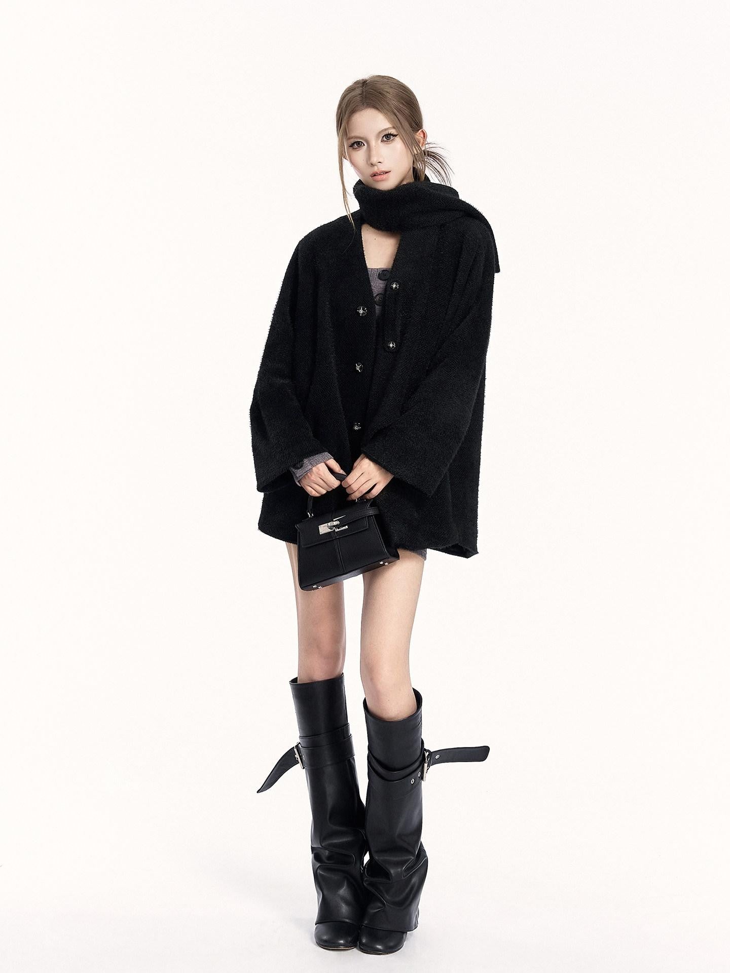 VOCK Vintage Fur Lined Multi Pocket Women's Polyester Short Coats