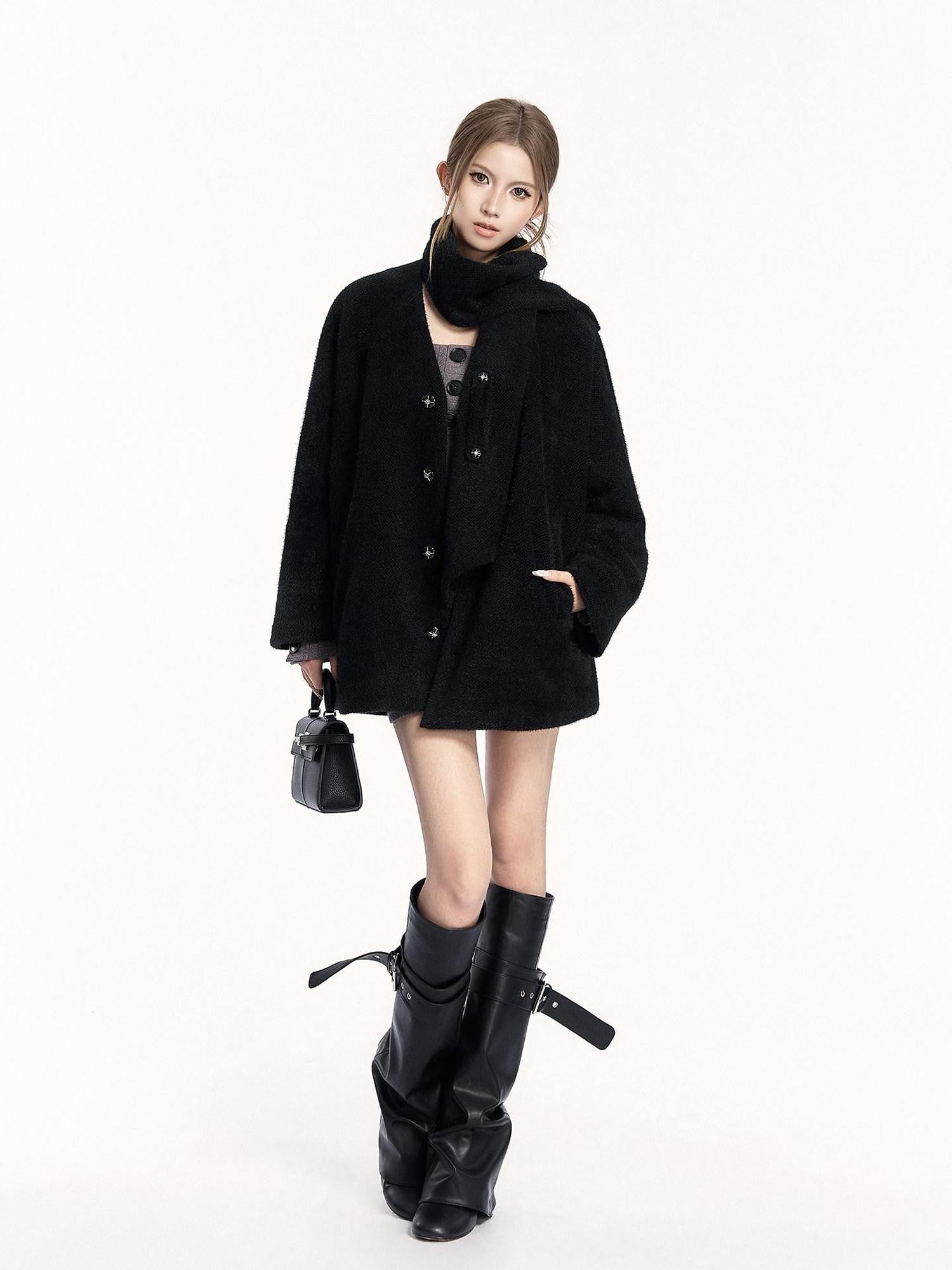 VOCK Vintage Fur Lined Multi Pocket Women's Polyester Short Coats