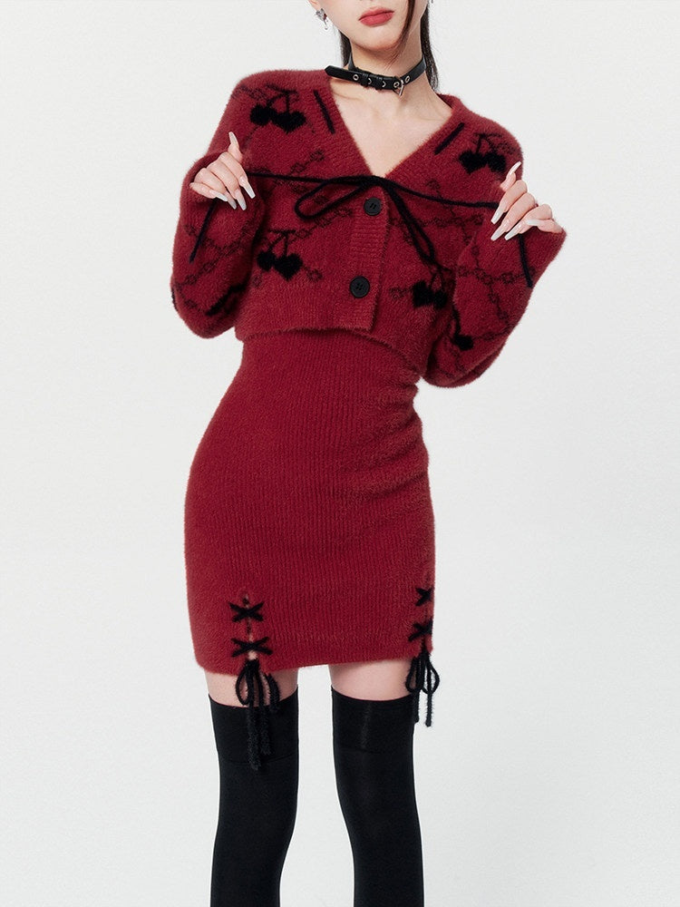 VOCK_Wine_Red_V-neck_Tie_Strap_Two_Piece_Women's_Nylon_Knit_Slip_Mini_Dresses_694037362303_MISSTT