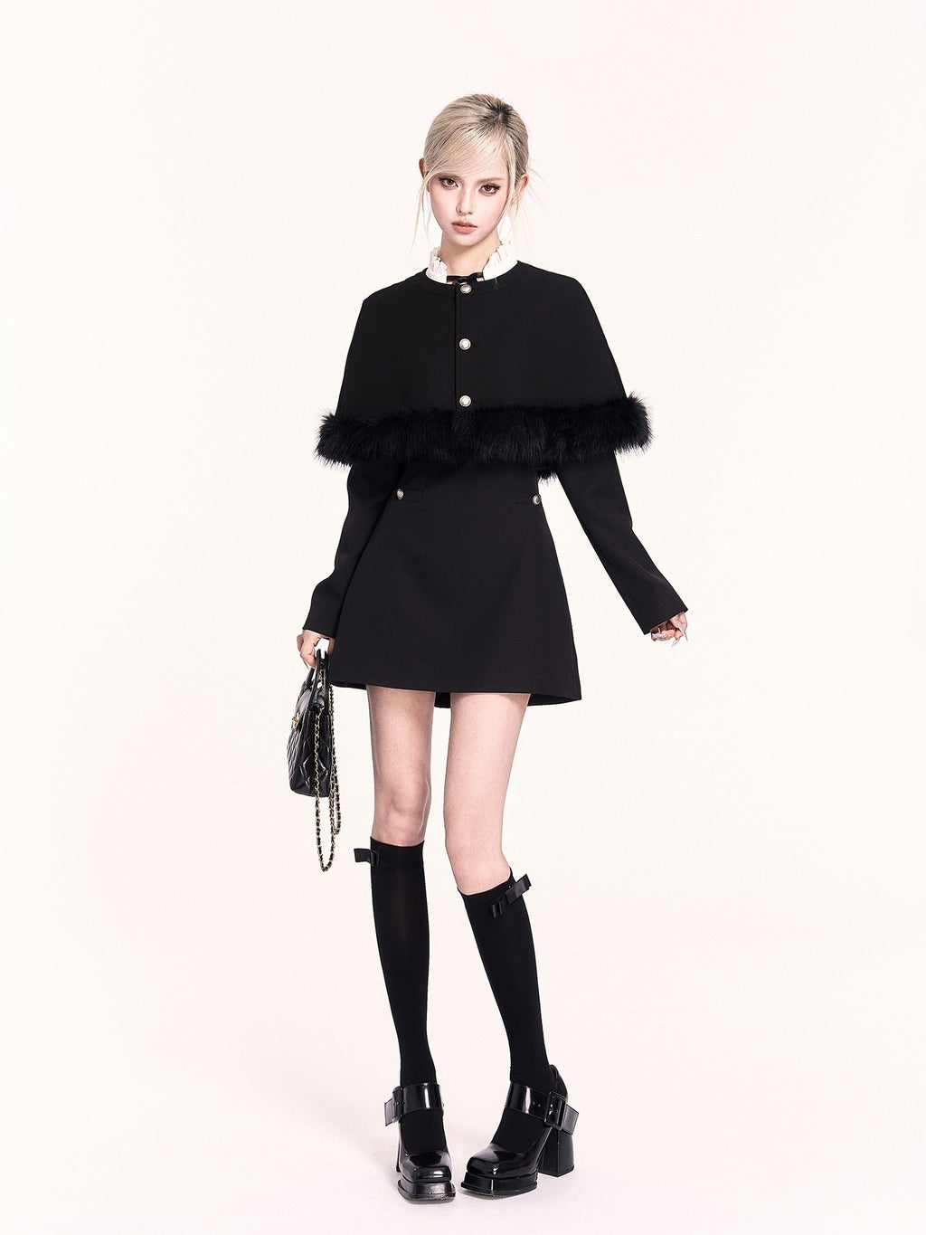 VOCK_Wool_Cape_Spliced_Doll_Collar_Slim_Two_Piece_Women's_Casual_Mini_Dresses_989287436306_MISSTT