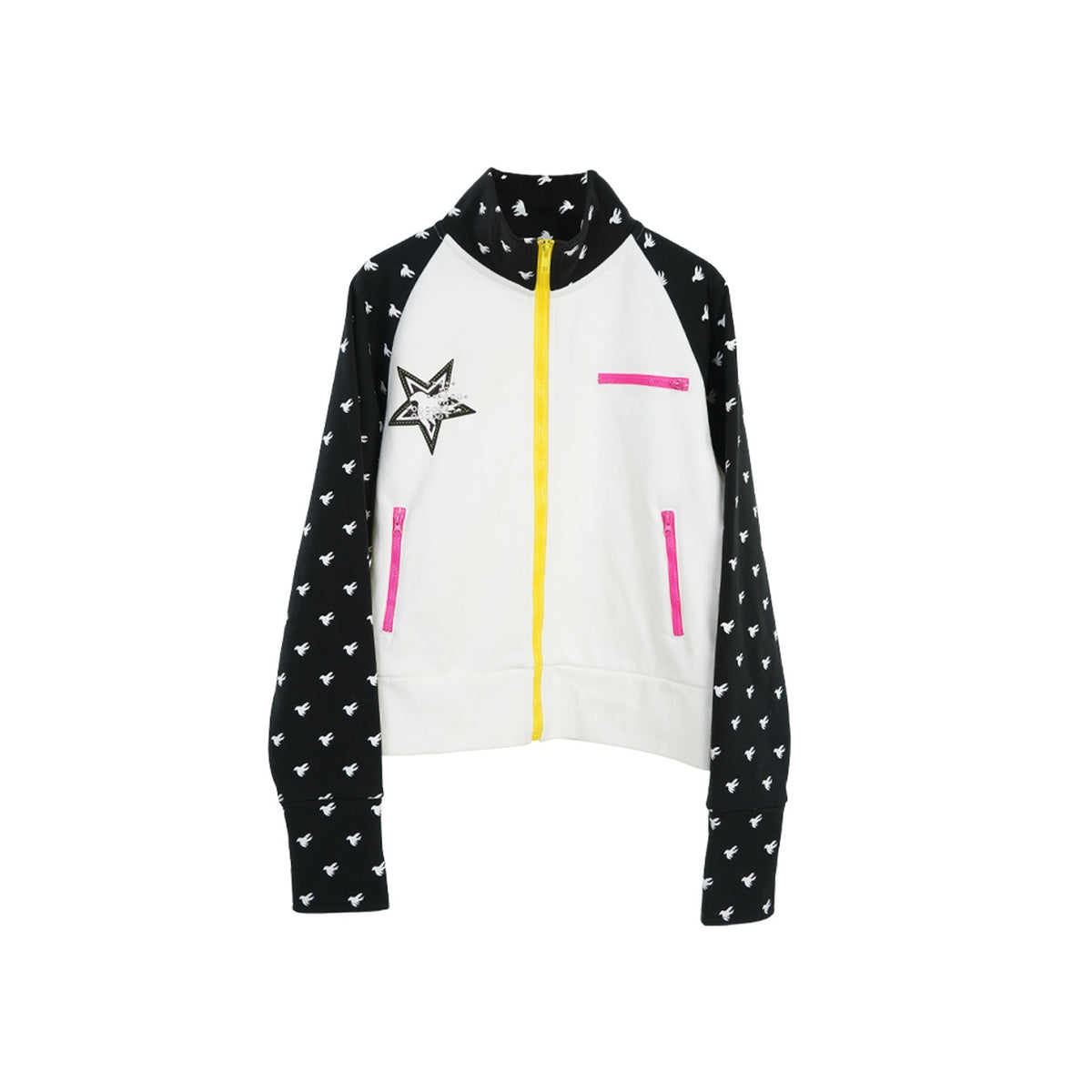 Vinkid_Color_Block_Star_Print_Raglan_Sleeve_Zip_Up_Women's_Casual_Jackets_1078987870687_MISSTT