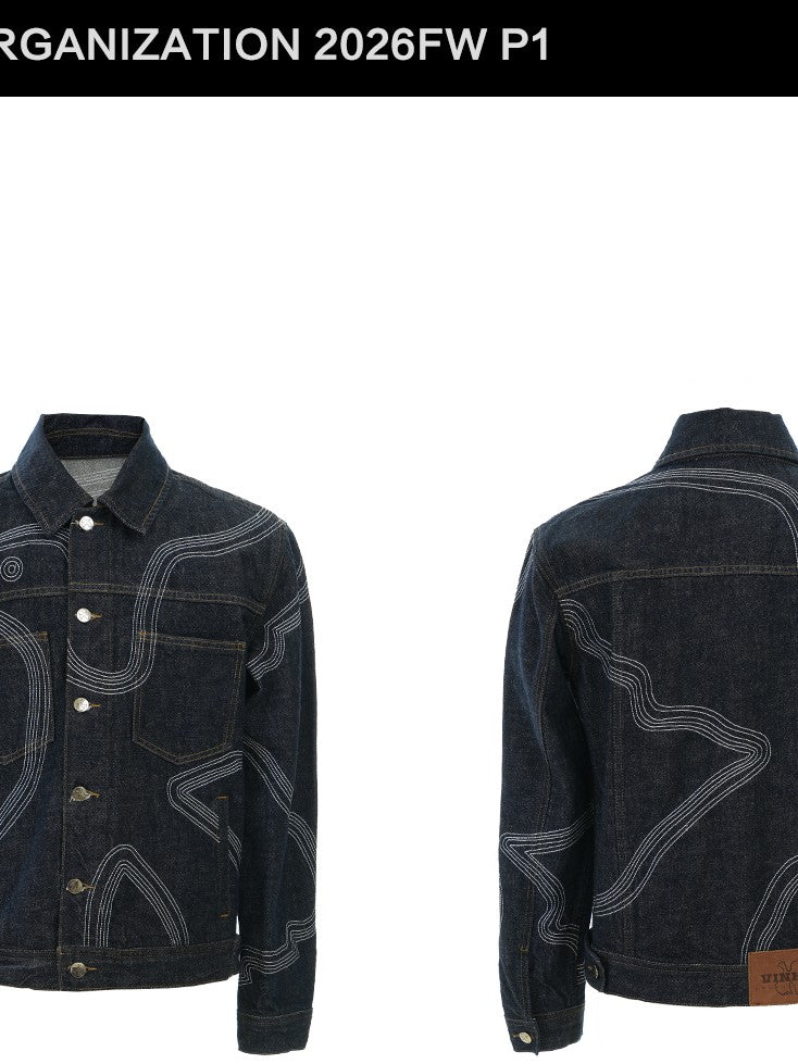 Vinkid Multi Stitch Pigeon Raw Denim Loose Women's Cotton Denim Jackets