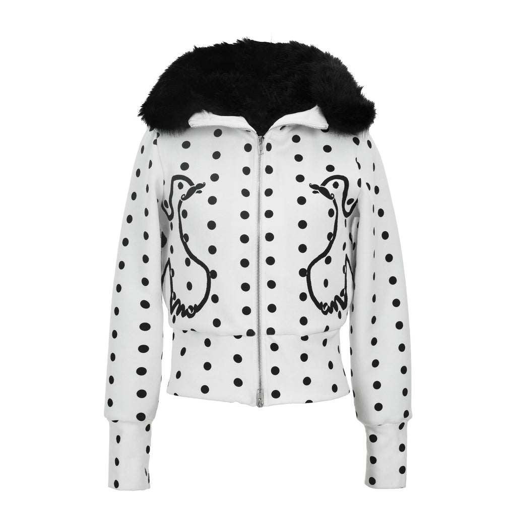 Vinkid_Polka_Dot_Faux_Fur_Collar_Zip_Decoration_Women's_Zip-up_Hoodies_1082609399750_MISSTT