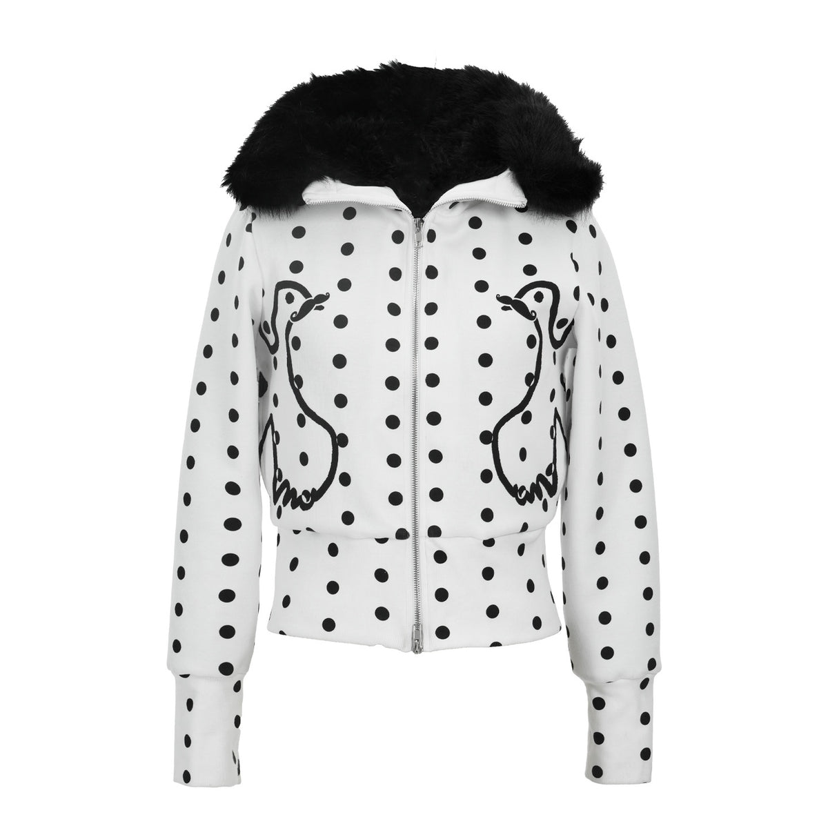 Vinkid_Polka_Dot_Faux_Fur_Collar_Zip_Decoration_Women's_Zip-up_Hoodies_1082609399750_MISSTT