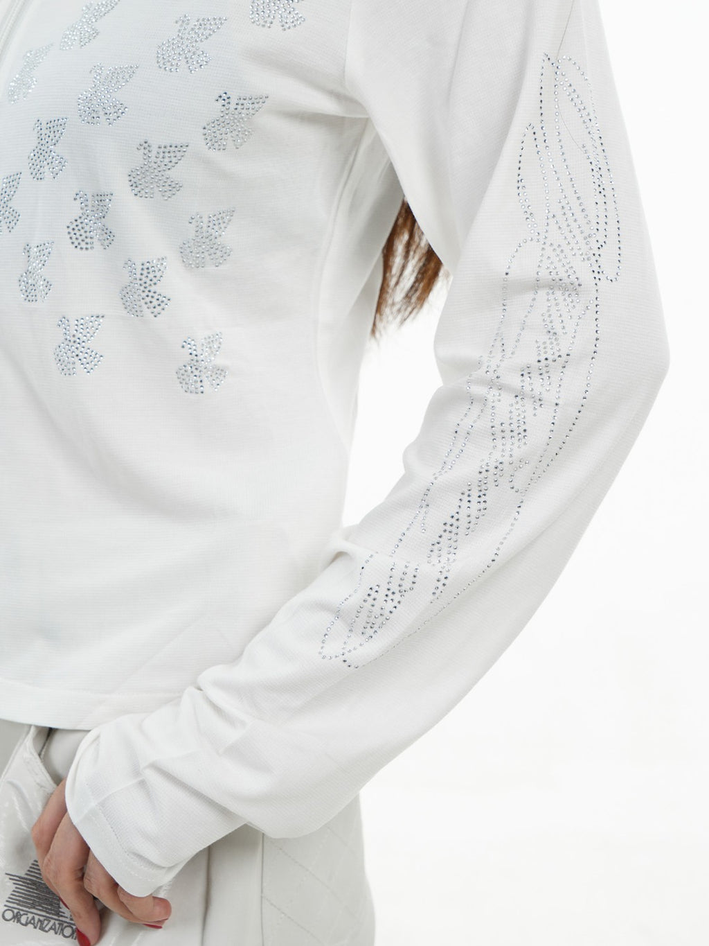 Vinkid Rhinestone Star Dove Streetwear Loose Fit Women's Long Sleeve T-shirts