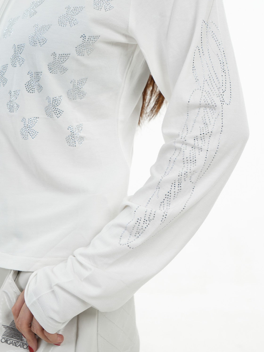 Vinkid Rhinestone Star Dove Streetwear Loose Fit Women's Long Sleeve T-shirts