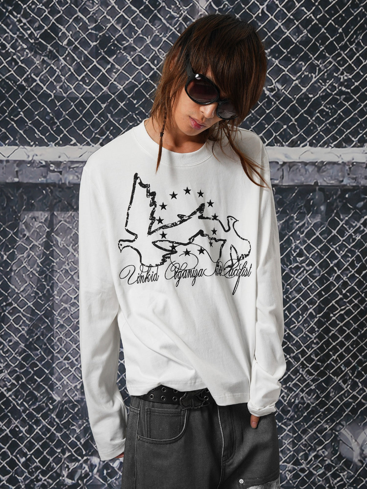 Vinkid Star Graphic Print Loose Fit Cotton Women's Long Sleeve T-shirts