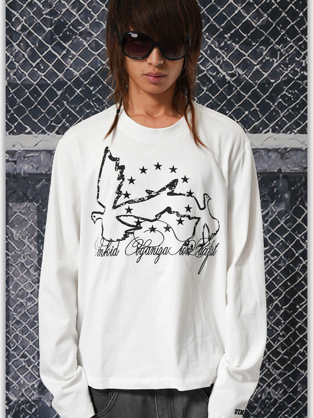 Vinkid Star Graphic Print Loose Fit Cotton Women's Long Sleeve T-shirts