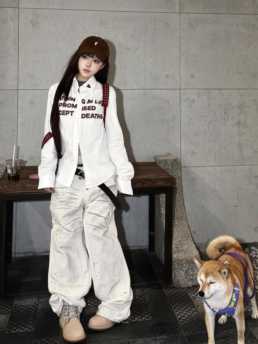Vinkid Star Print Patchwork Streetwear Women's Polyester Shirts