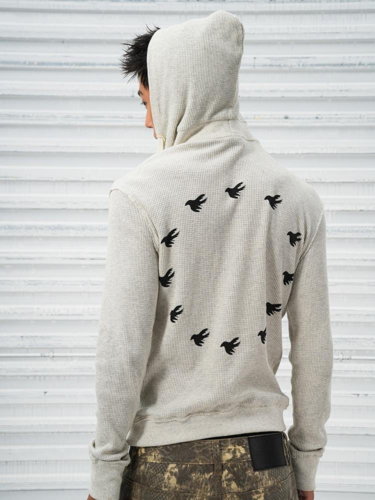 Vinkid Waffle Knit Loose Hooded Women's Cotton Poly Quarter-zip Sweatshirts