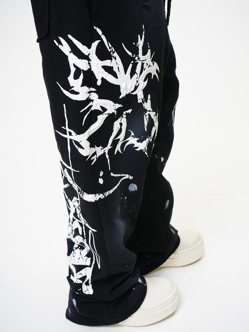 Vinkid Washed Letter Print Embossed Straight Leg Women's Polyester Sweatpants