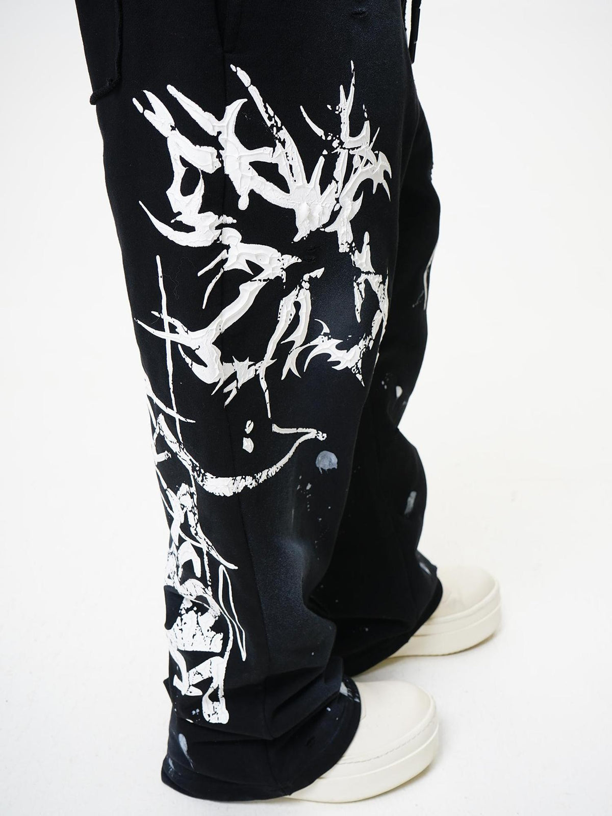 Vinkid Washed Letter Print Embossed Straight Leg Women's Polyester Sweatpants