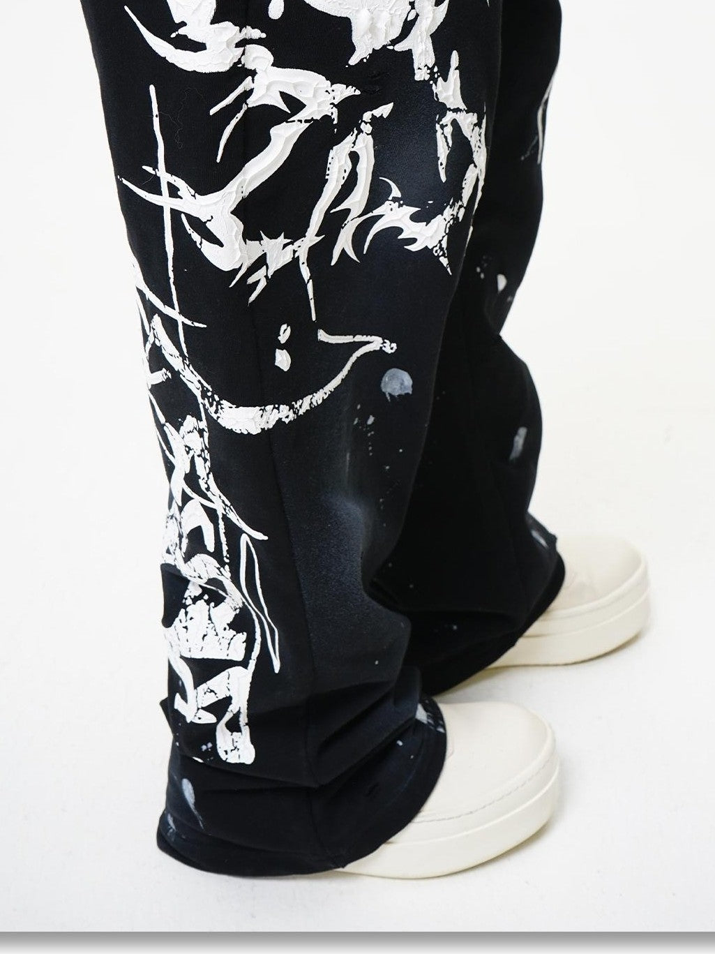 Vinkid Washed Letter Print Embossed Straight Leg Women's Polyester Sweatpants