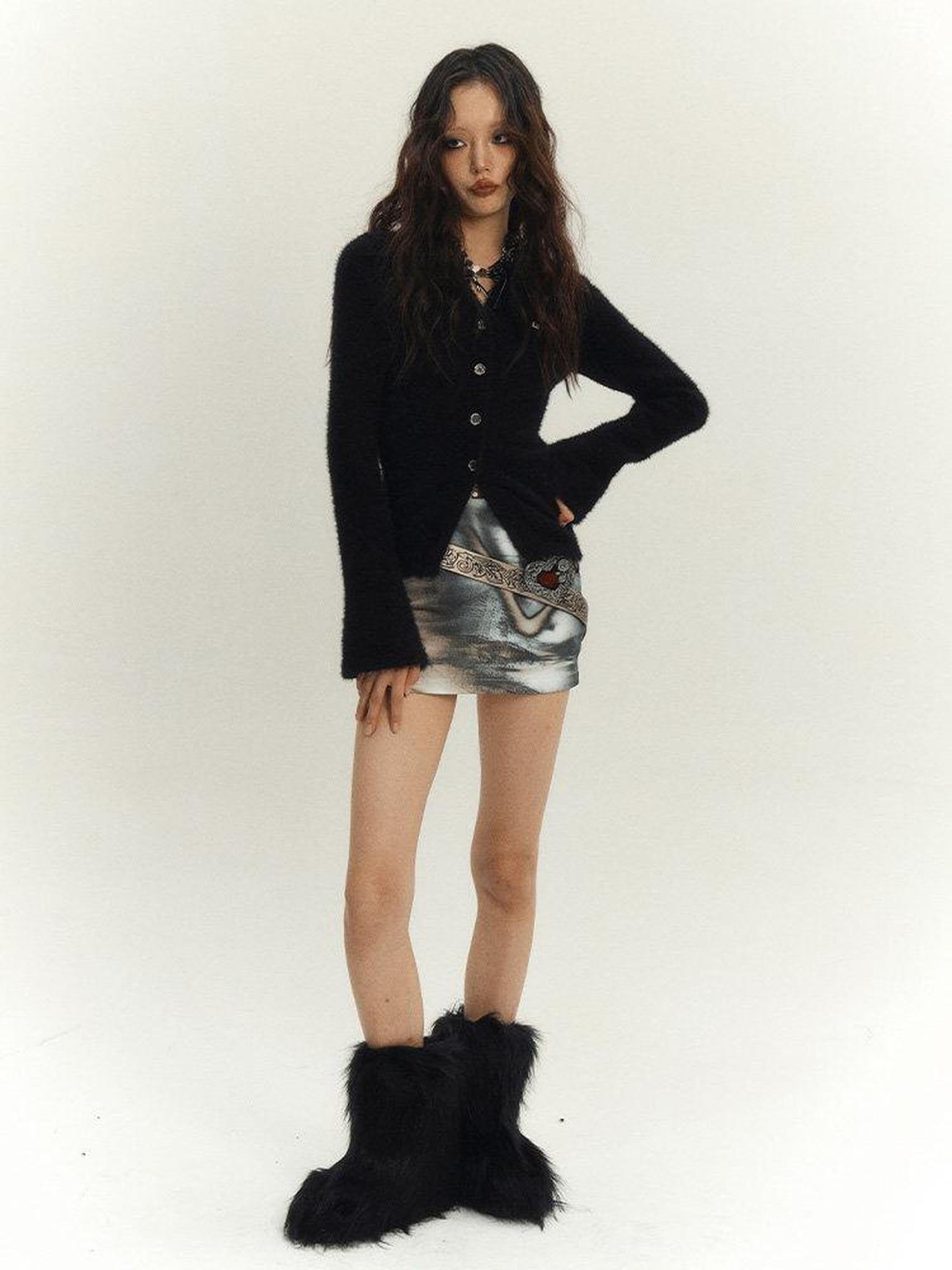 YUKAHOUSE American Sexy Printed Bodycon Mid Waist Women's Cotton Mini Skirts