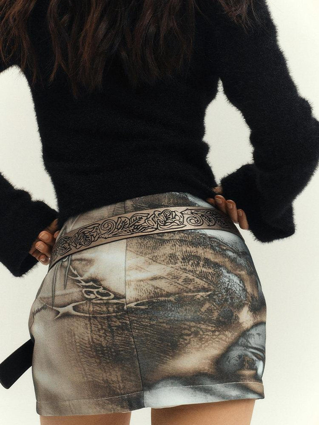 YUKAHOUSE American Sexy Printed Bodycon Mid Waist Women's Cotton Mini Skirts