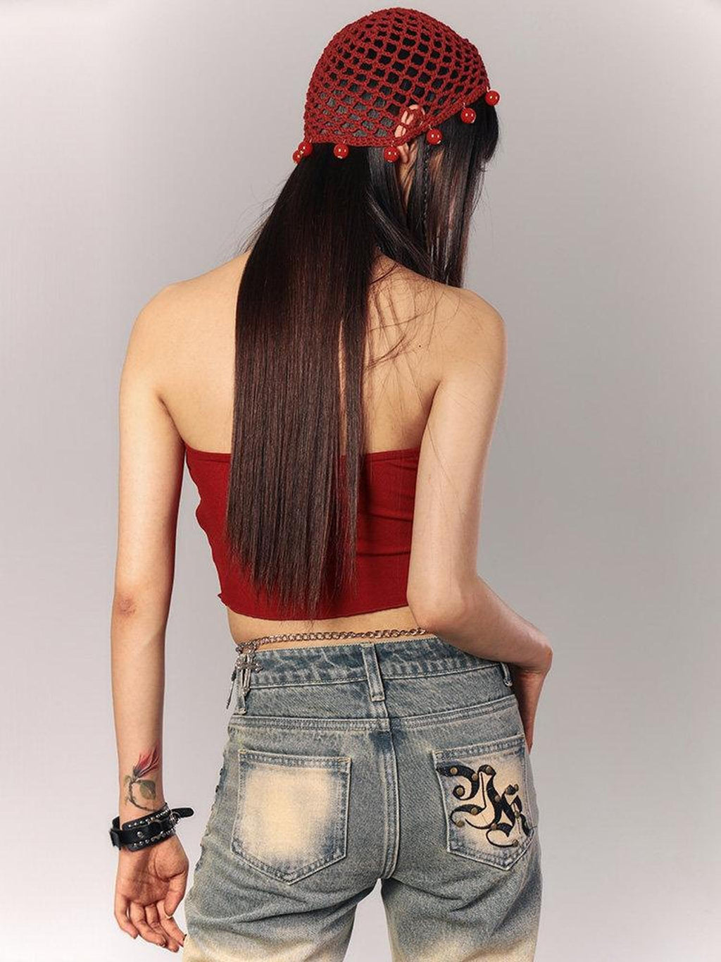 YUKAHOUSE Apricot Strapless Bandeau Cropped Women's Viscose Spandex Tank Tops