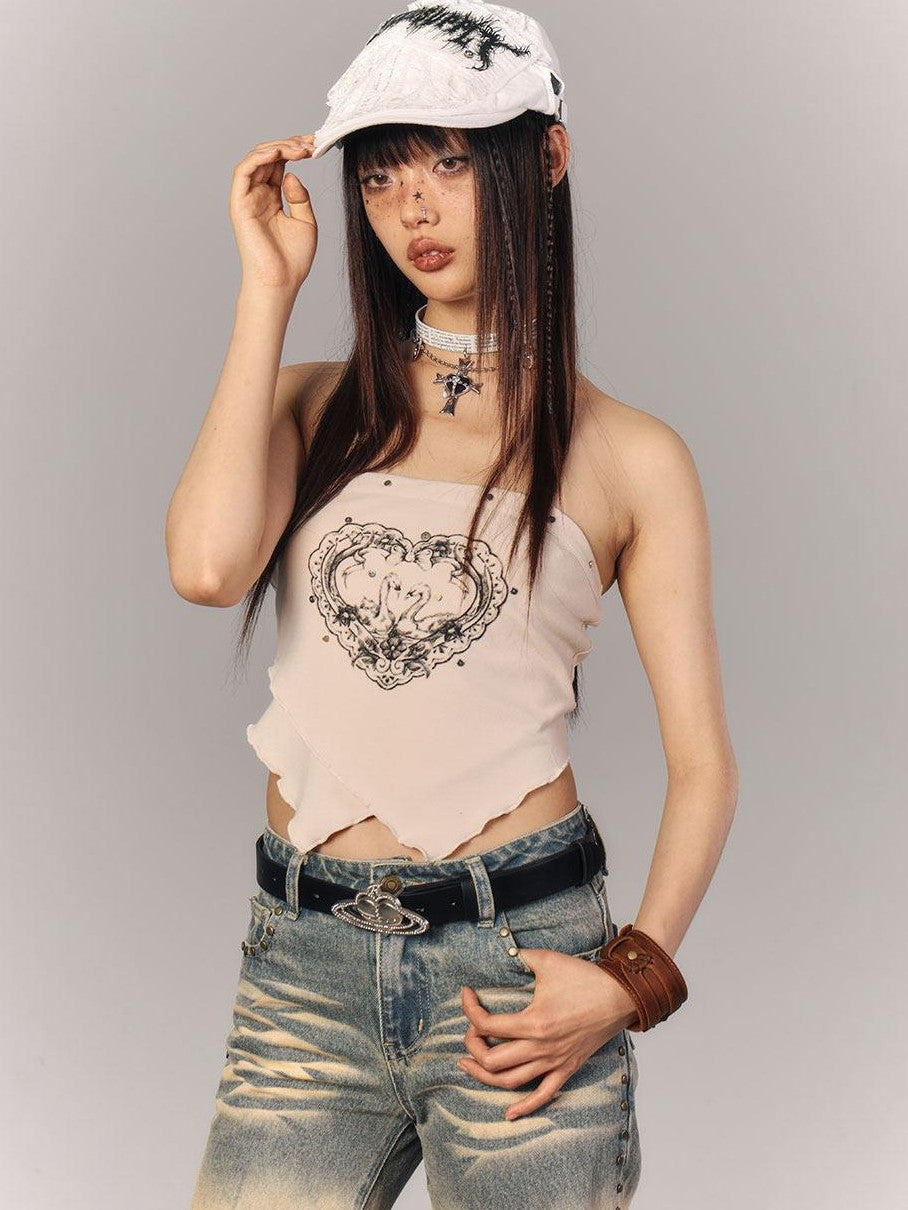 YUKAHOUSE Apricot Strapless Bandeau Cropped Women's Viscose Spandex Tank Tops