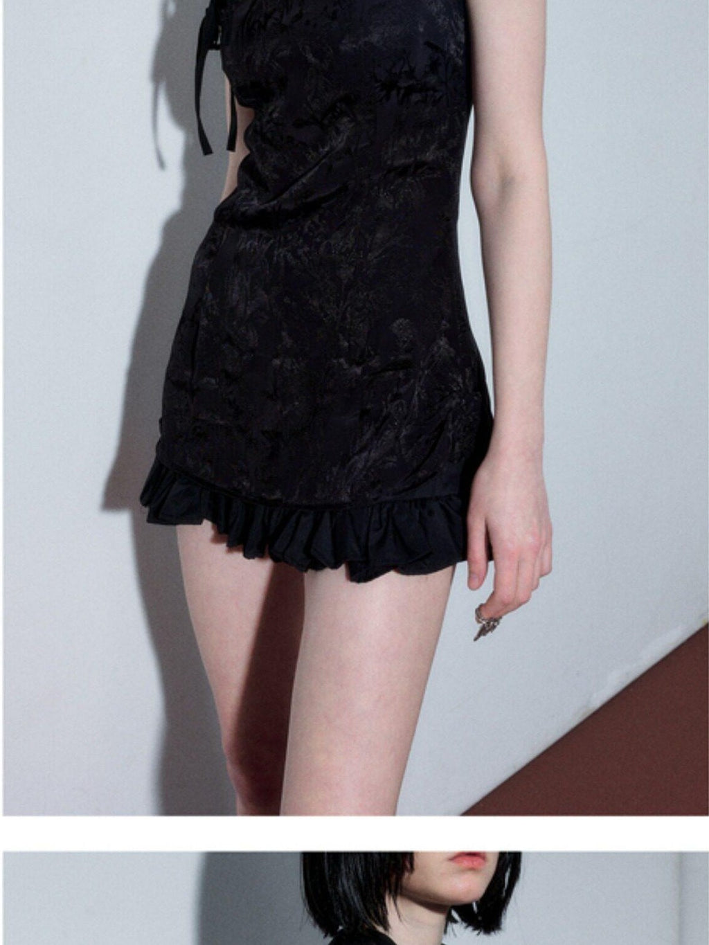YUKAHOUSE Black Chinese Stand Collar Sleeveless Zipper Women's Bodycon Mini Dresses