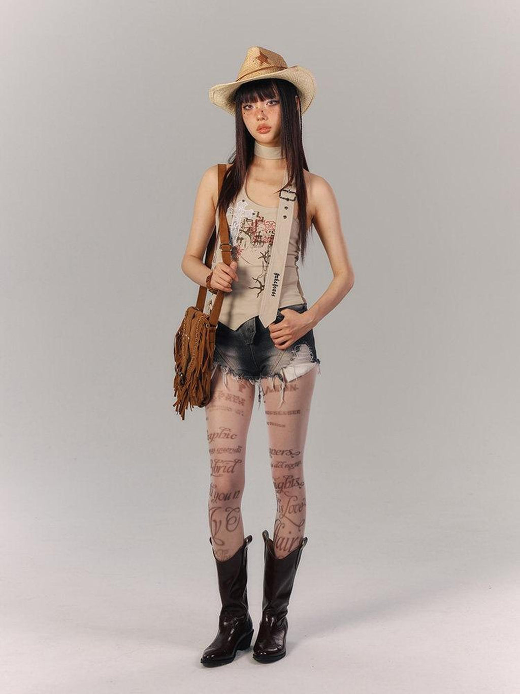 YUKAHOUSE Black Retro Distressed Frayed Hem High Waist Women's Denim Shorts