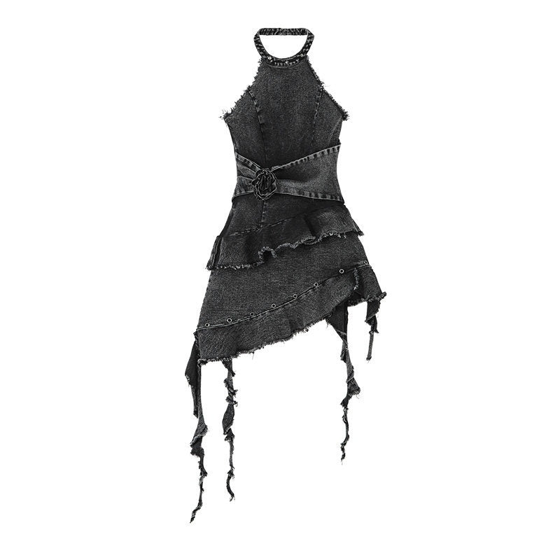 YUKAHOUSE_Black_Rose_Ribbon_Sleeveless_Vintage_Women's_Cotton_Blend_Halter_Mini_Dresses_795461546029_MISSTT