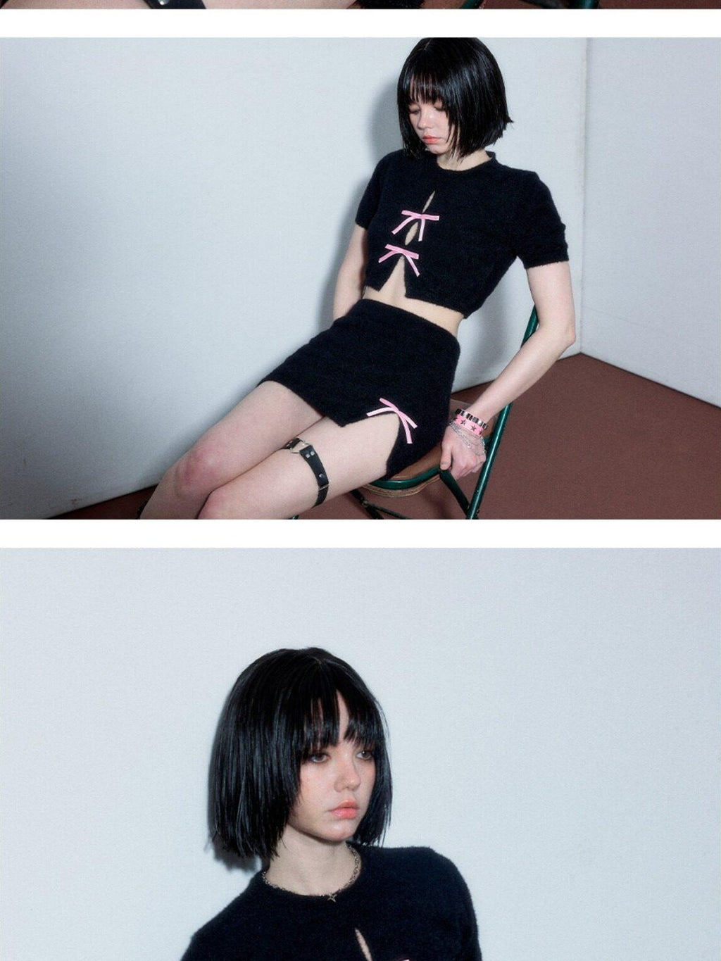 YUKAHOUSE Black Short Sleeve Tee Hip Hugging Pencil Women's Matching Skirt Sets