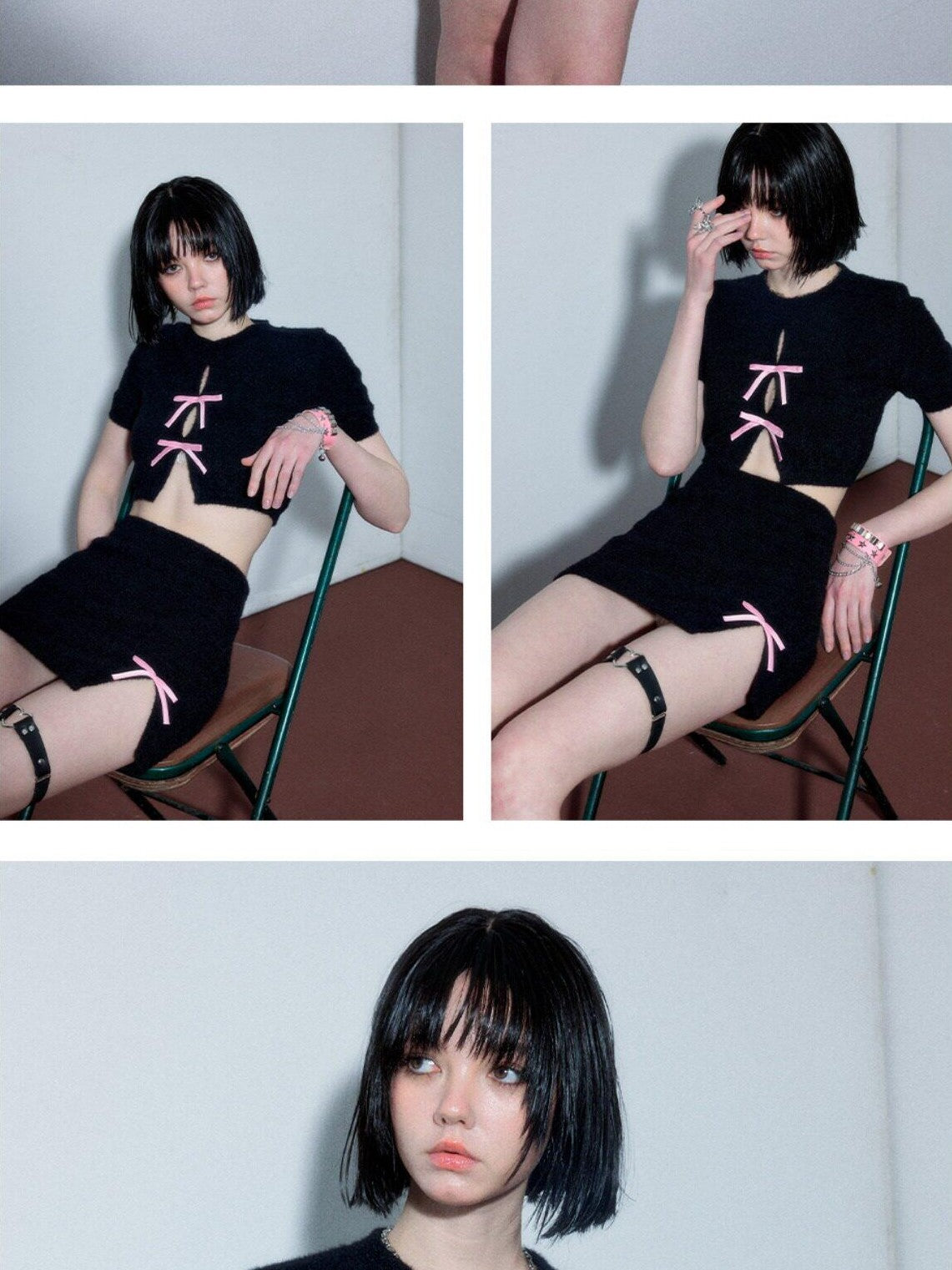 YUKAHOUSE Black Short Sleeve Tee Hip Hugging Pencil Women's Matching Skirt Sets