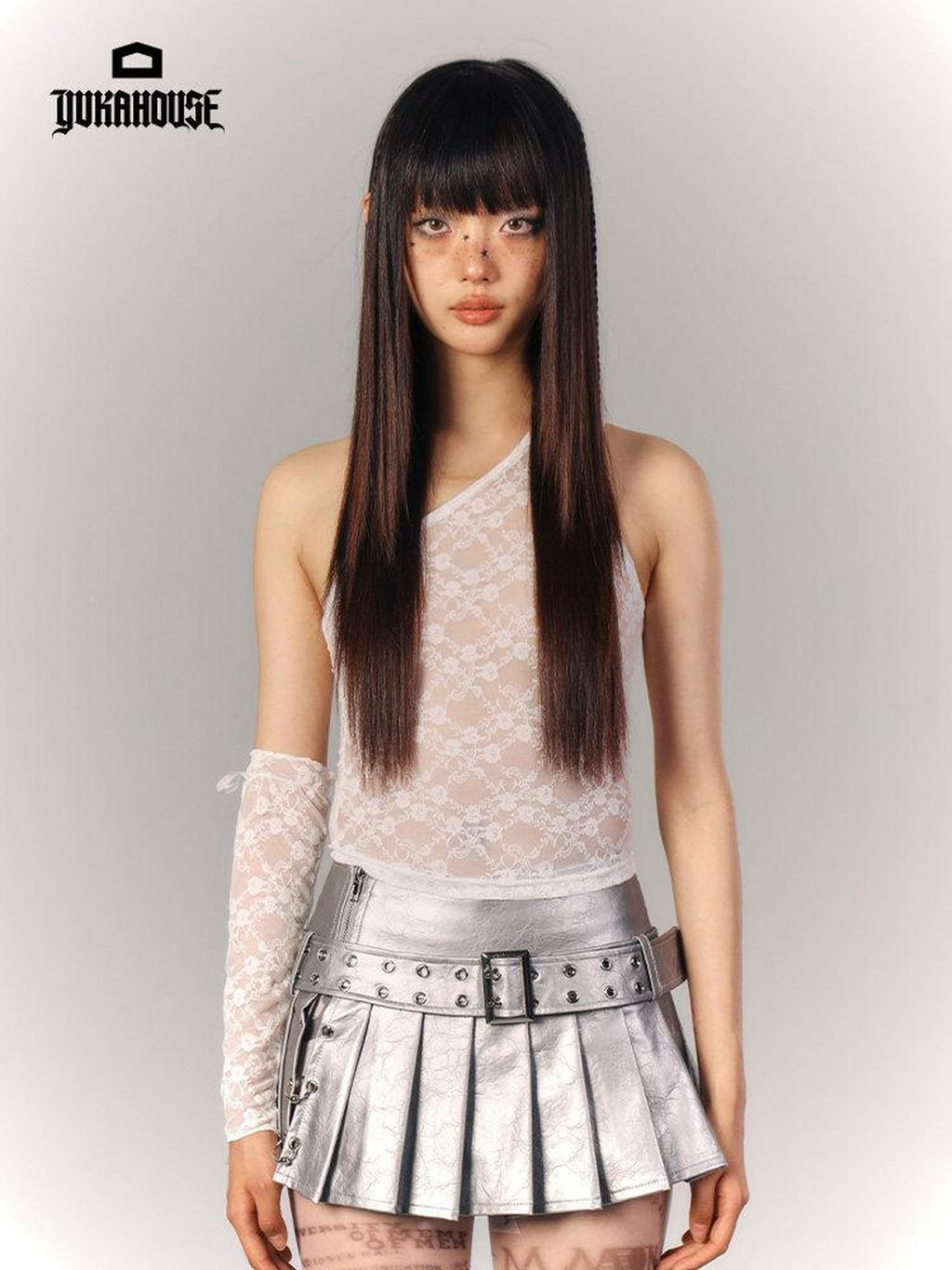 YUKAHOUSE Cropped Lace Jacquard Vintage Women's Polyester Spandex Tank Tops
